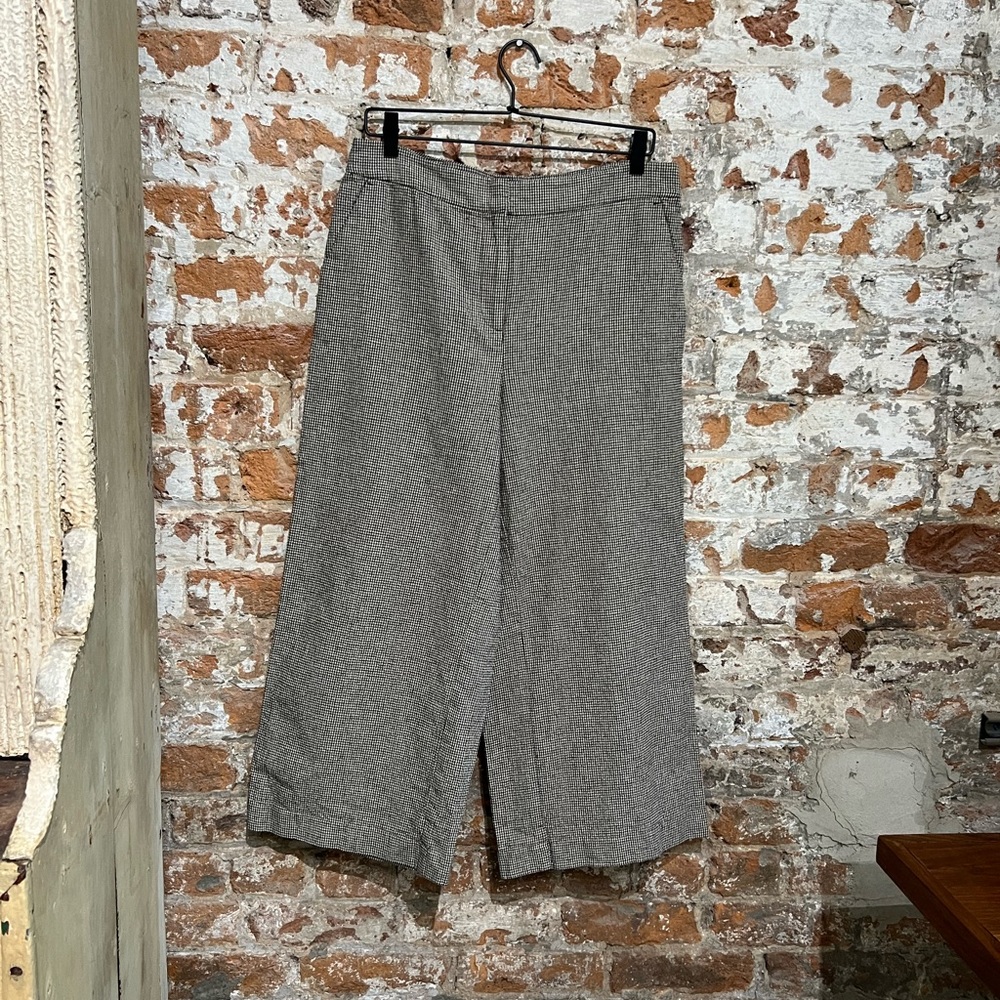 Ann Taylor LOFT Houndstooth Woven Cropped Wide Leg Dress Work Pants